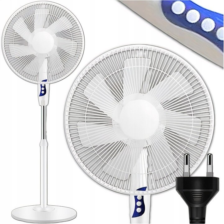 WENTYLATOR WIATRAK STOJĄCY PODŁOGOWY MOCNY BIAŁY CICHY 3 TRYBY 50W 127cm