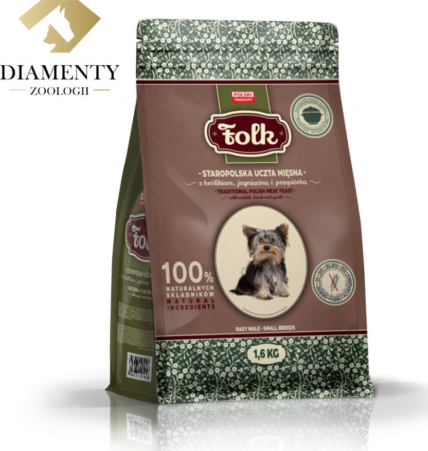 Folk Karma sucha dla psa FOLK MINI Staropolska uczta mięsna z królikiem, jagnięciną i przepiórką 1,6 kg