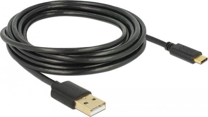 Kabel USB Delock USB-A - USB-C 3 m Czarny (85209)