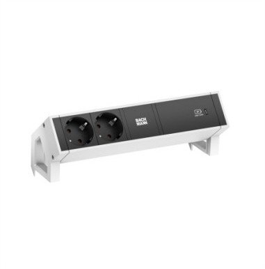 BACHMANN DESK2 2xstyk ochronny USB C, ładowarka USB 60W 0,2m GST18 biały