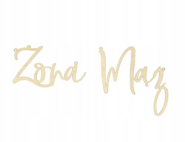 Zawieszki na krzesła - Żona Mąż, naturalne drewno (1 op. / 2 szt.)