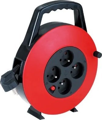 Adapter AV Aigostar Przedłużacz na bębnie z 4 gniazdami typu francuskiego 3G 1.0mm2 10 m czarny Zwijacz kabla z 4 gniazdami typu francuskiego 3G 1.0m