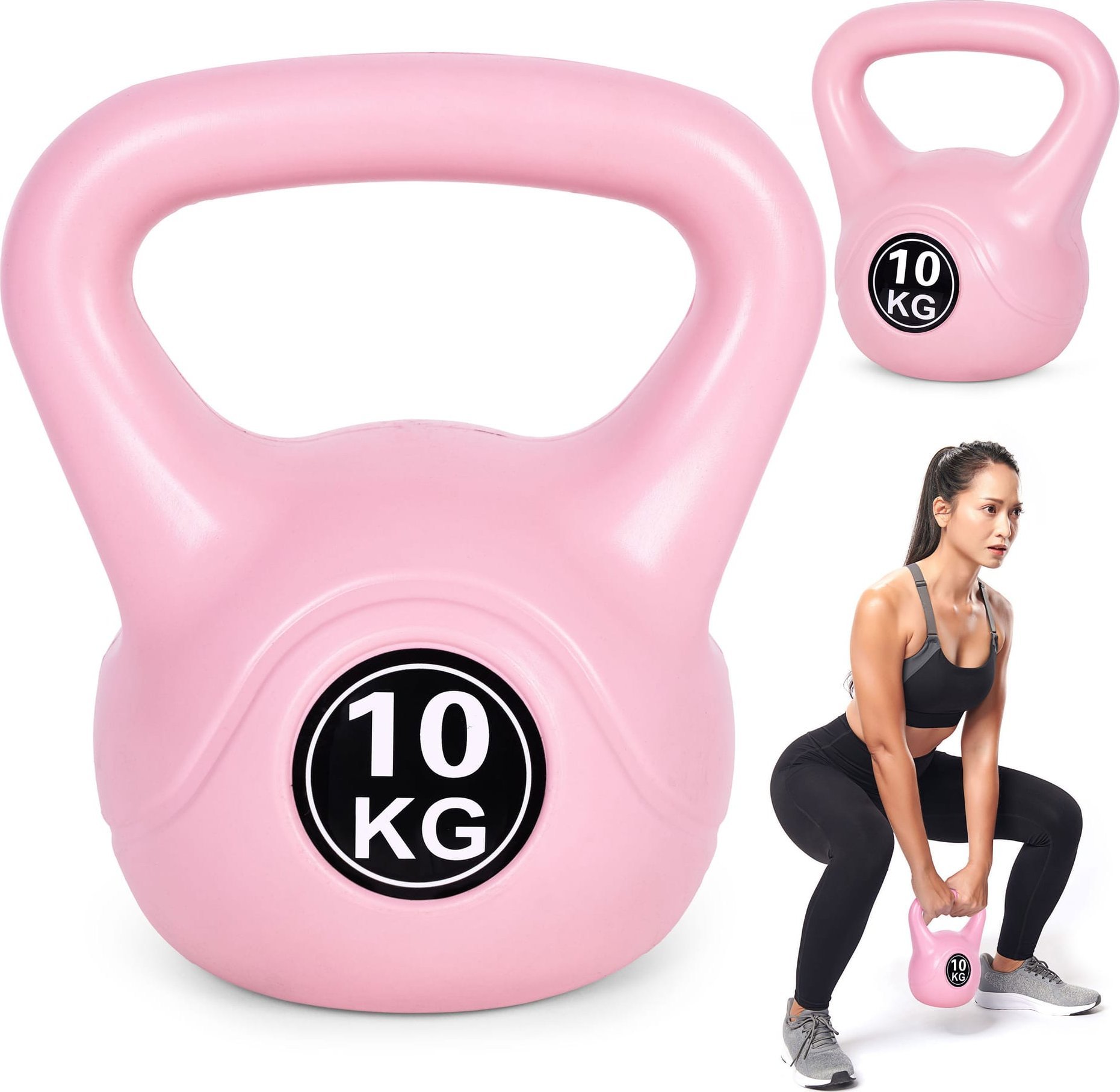 Kettlebell kettle 10 kg do ćwiczeń hantla kula odważnik obciążenie ciężar fitness różowy ModernHome