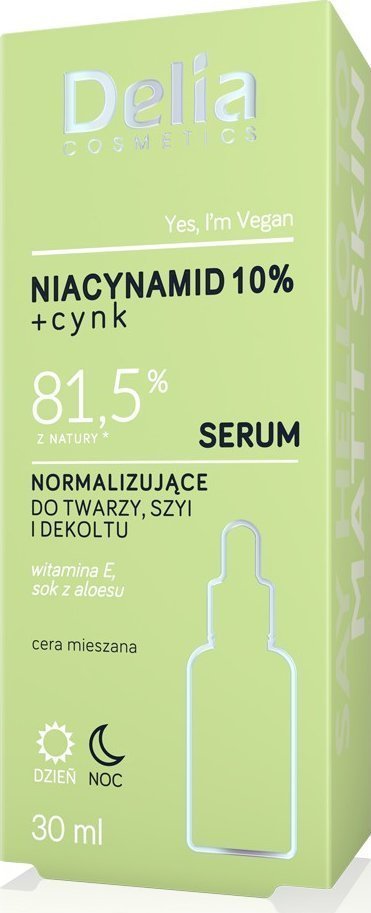 Delia Niacinamid 10% + Cynk - 81,5% z natury - Serum normalizujące do twarzy, szyi i dekoltu 30ml