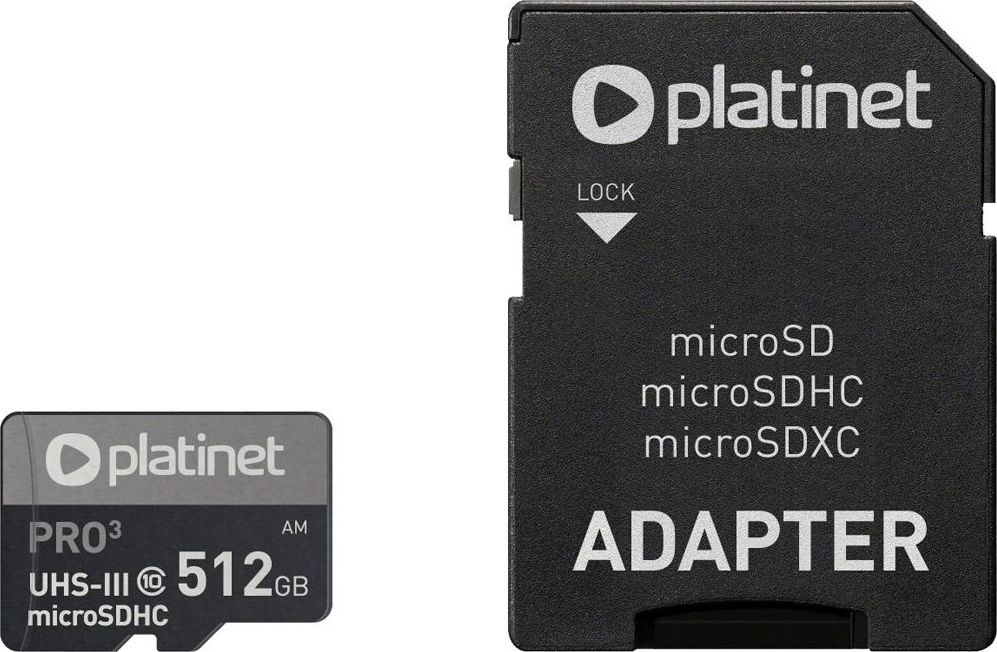 Karta Platinet Pro MicroSDXC 512 GB Class 10 UHS-III/U3 A2 (PMMSDX512UIII)