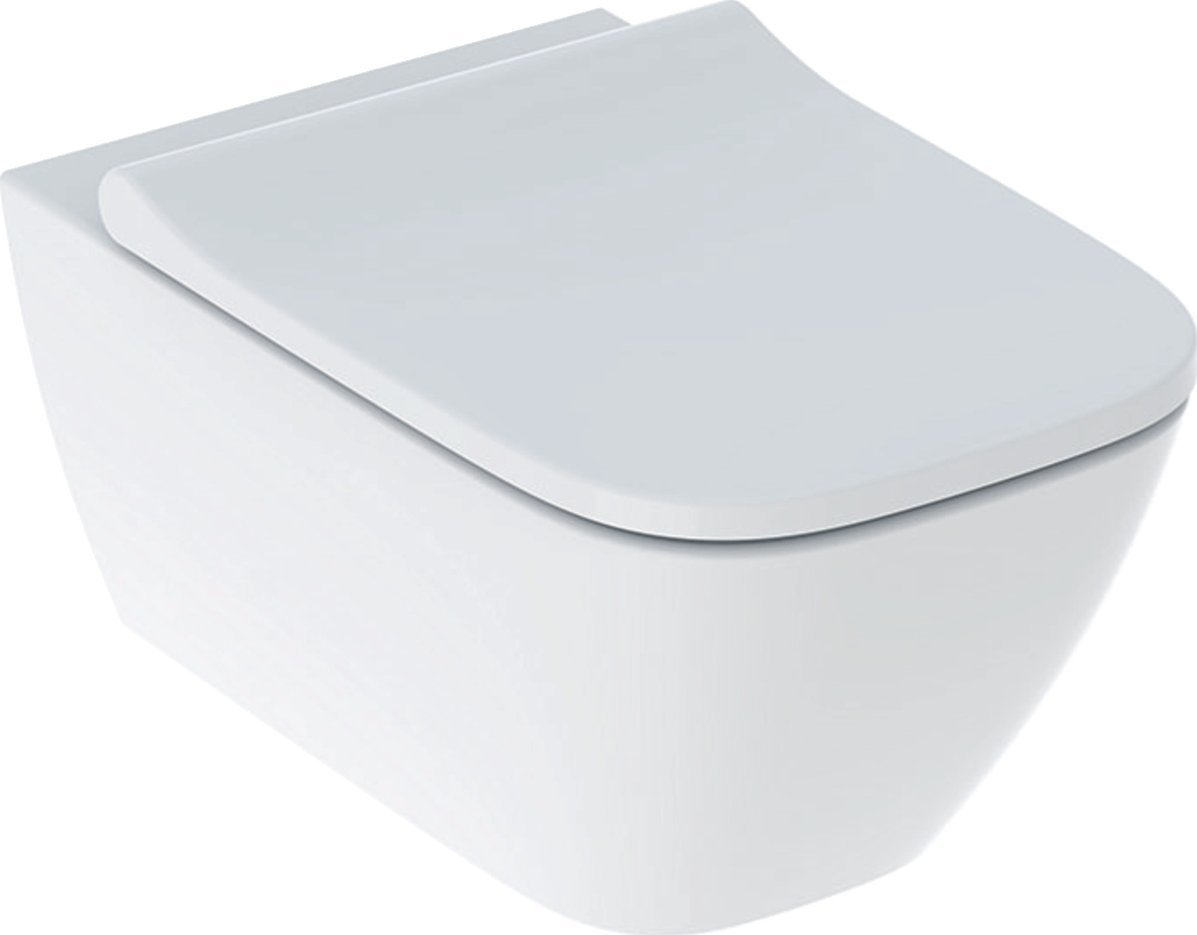 Miska WC Geberit Geberit Smyle Square Zestaw wiszącej miski WC, lejowa, B35.5cm, H37.5cm, T54cm, ukryte mocowania, Rimfree, z deską sedesową, mocowani