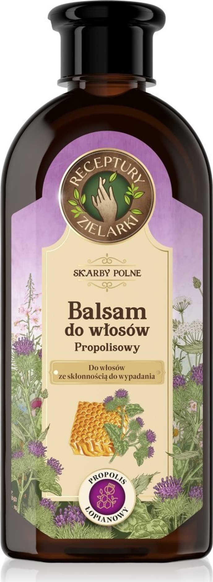 Eurobio Lab RECEPTURY ZIELARKI Skarby Polne Balsam z propolisem łopianowym do włosów wypadających 350ml