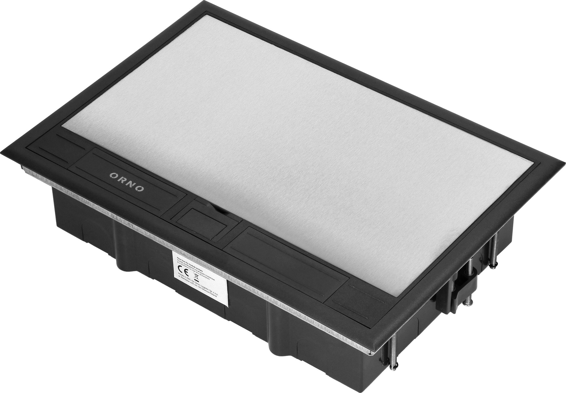 Orno Puszka podłogowa na gniazda modułowe 8 x 45x45mm lub 16 x 22,5x45mm, pokrywa: stal nierdzewna, czarna