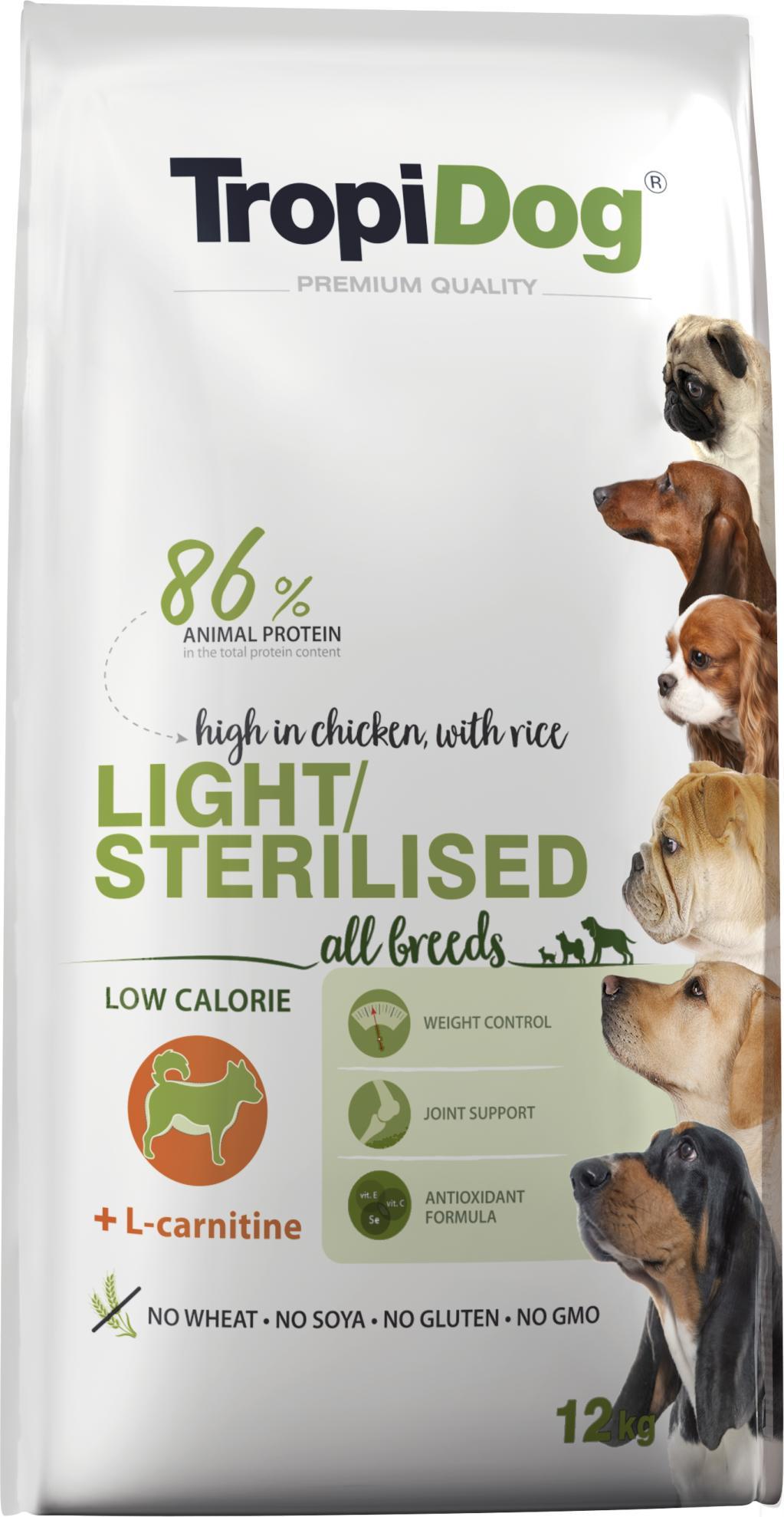 TropiDog TropiDog Adult All Breeds Light/Sterilised 12kg