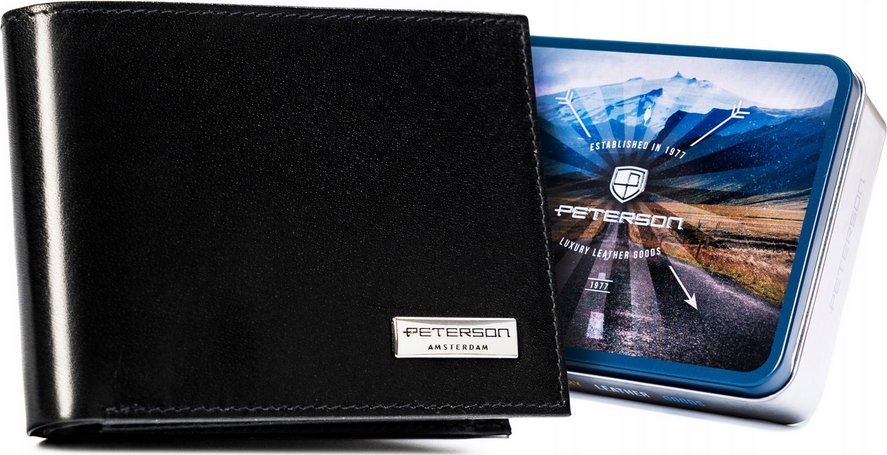 Peterson Rozbudowany Skórzany męski portfel Peterson RFID NoSize