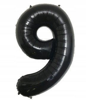 Balon Foliowy Na Hel CYFRA - 9 kolor CZARNY - 80CM