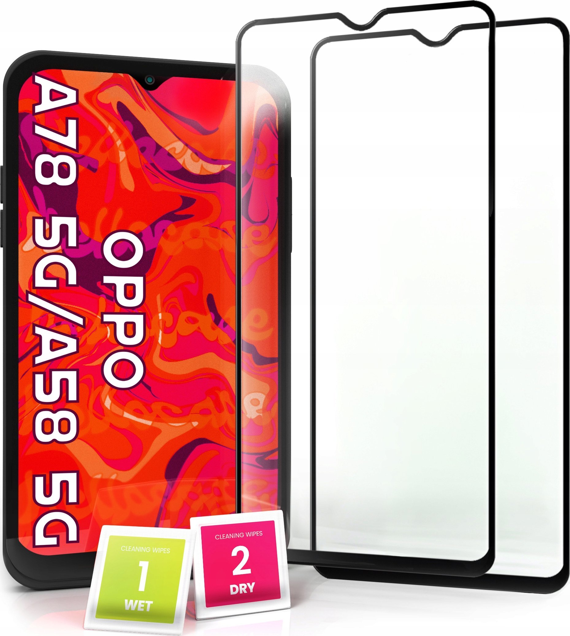 Hello Case 2-pak Szkło Hartowane do Oppo A78 5G Ochronne Pełne Na cały ekran 5D 9H