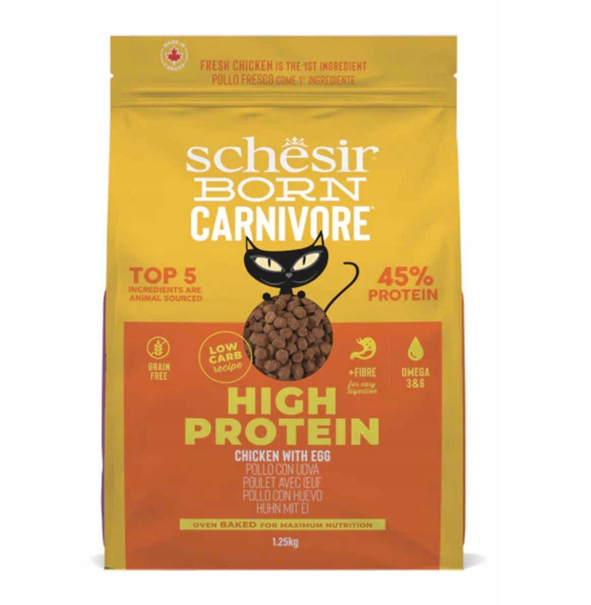 Born Carnivore, karma sucha, dla kot�w doros�ych, kurczak z jajkiem, 1,25 g, worek