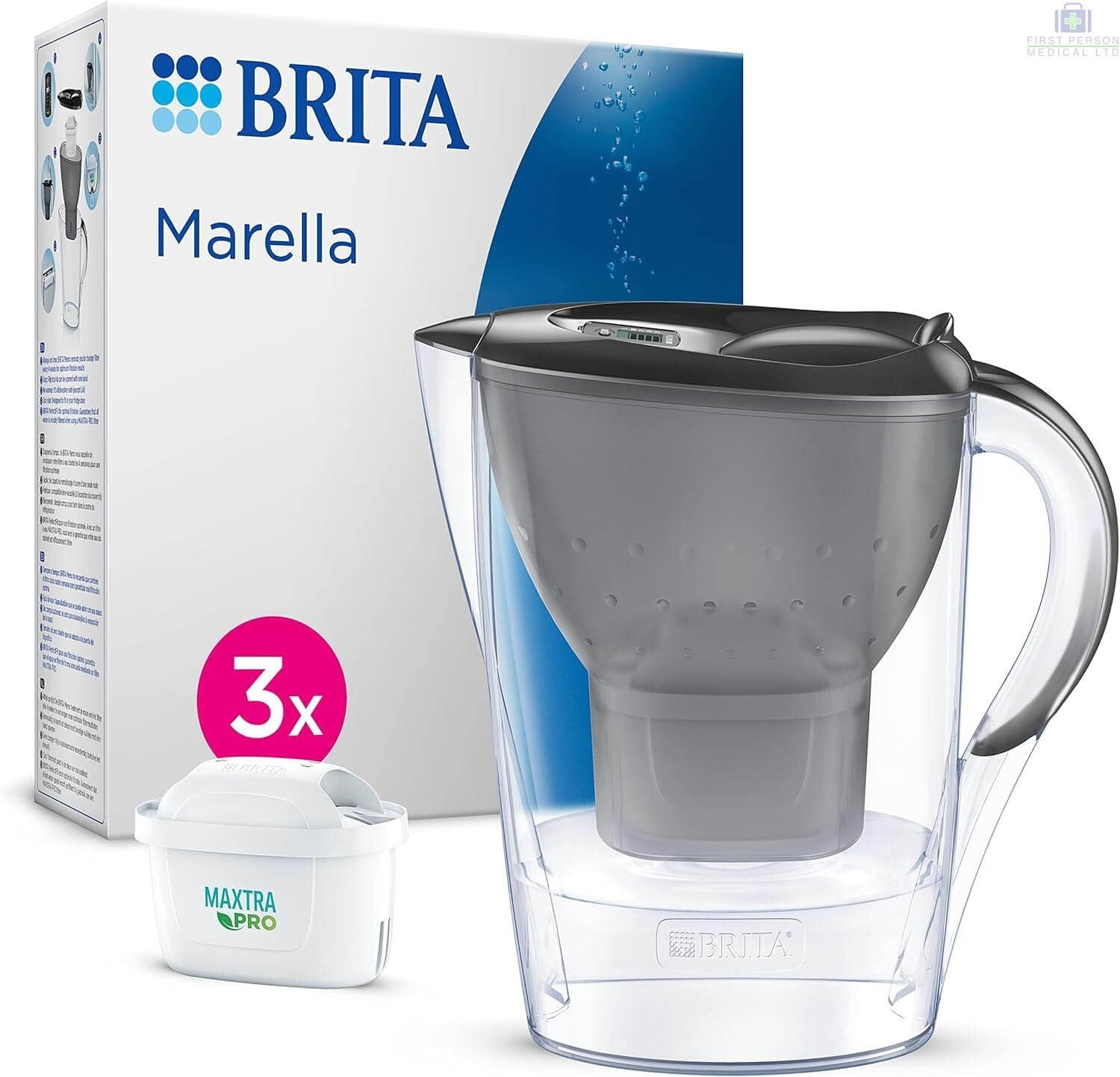 Brita Marella Vandfilterkande - 2,4 L - Grå + 3x Maxtra PRO