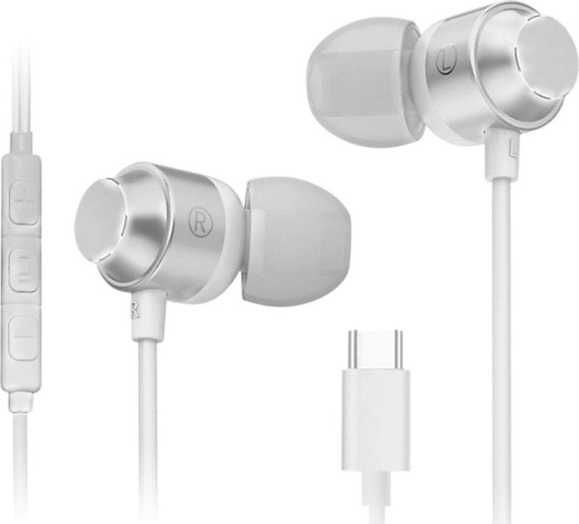 Słuchawki przewodowe douszne USB Typ-C MAG-C Airbass (biały)