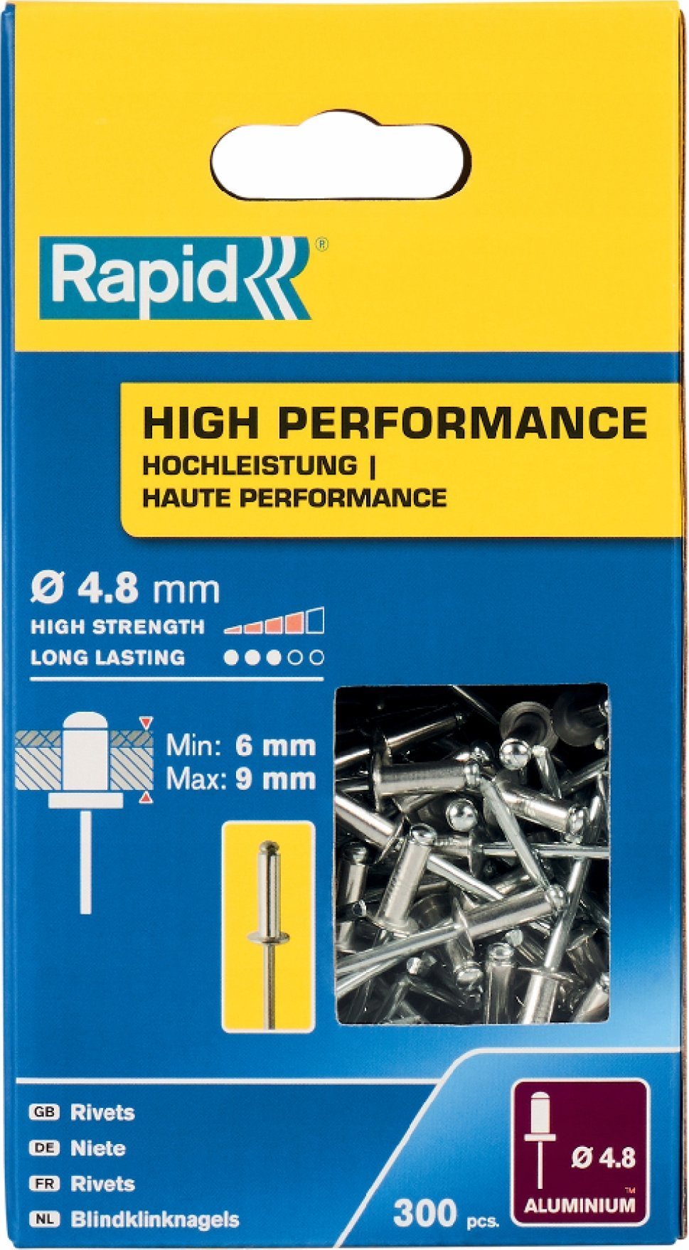 Zszywacz Rapid nity wzmocnione o4.8 12mm alu 300pcs box