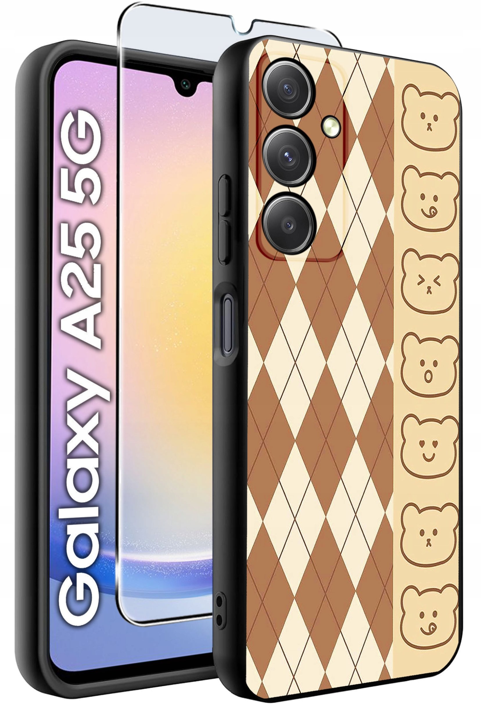 ETUI do Samsung A25 5G WZORY | SILIKONOWE MATT CASE + SZKŁO HARTOWANE 9H