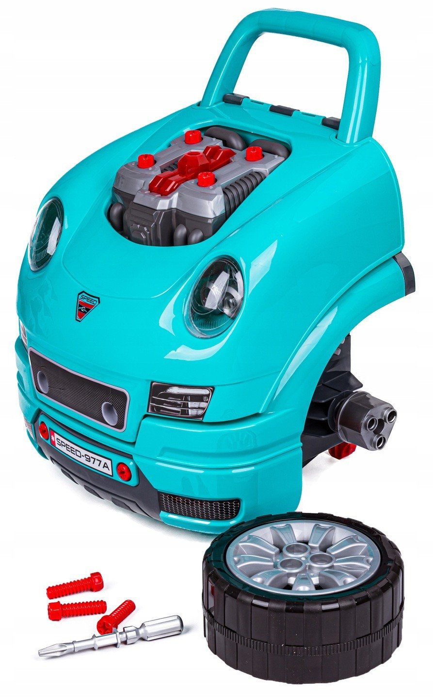 Zestaw Mechanika, Samochód Do Rozkręcania, Warsztat 61 Elementów, Niebieski Porsche