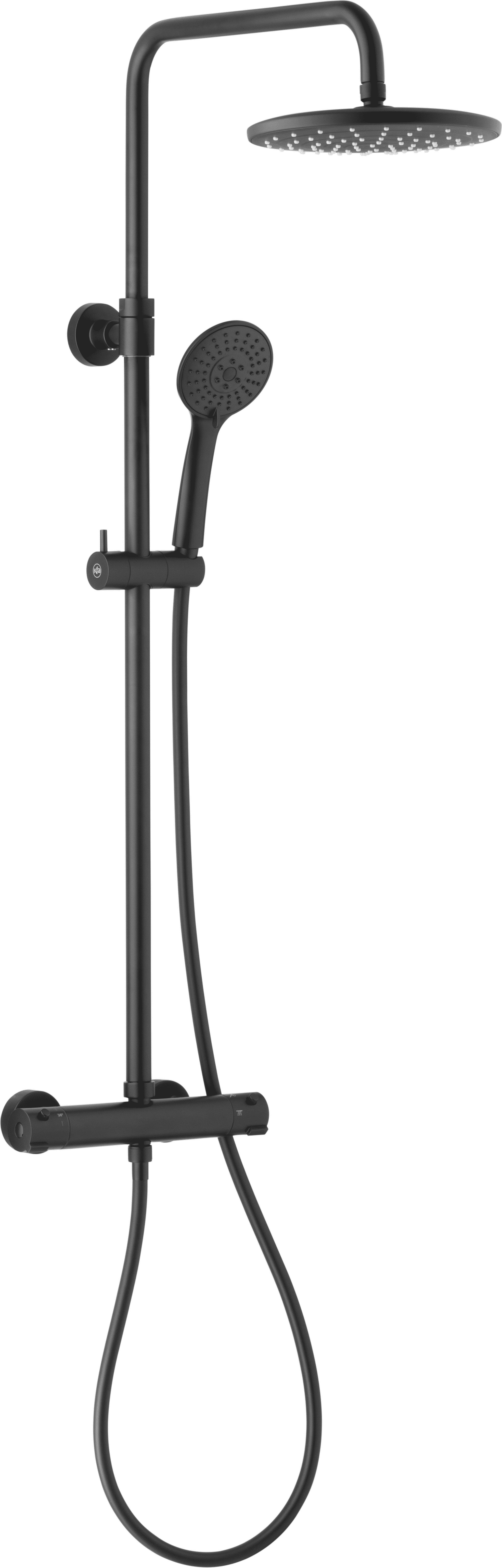 Zestaw prysznicowy KFA Moza z deszczownicą z baterią termostatyczną czarny (5736-910-81)