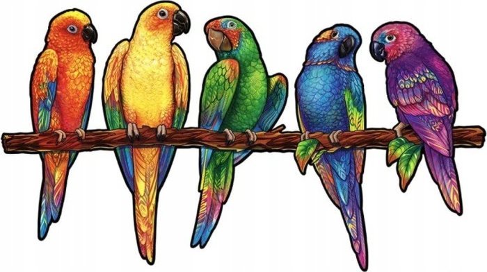Puzzle Drewniane Dla Dorosłych Kolory Figlarne Papugi