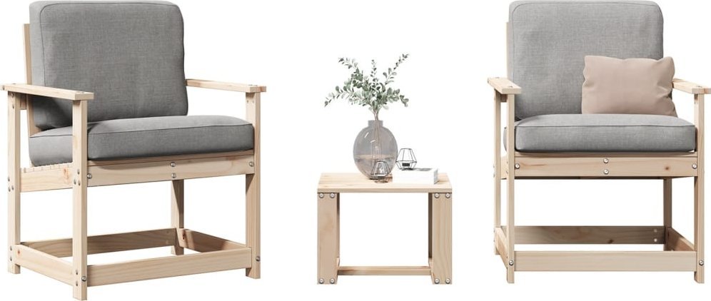 vidaXL 3-cz. zestaw wypoczynkowy do ogrodu, lite drewno sosnowe