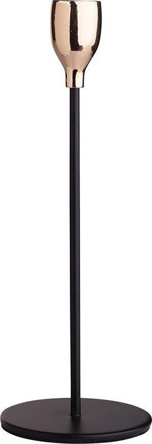 Lumarko Świecznik Na Cienką Świecę 8x8x22,5 Cm Czarno-złoty!