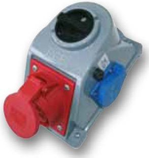 PCE Gniazdo stałe z wyłącznikiem L-0-P 16A 4P 400V + 2P+Z 230V IP44 COMBO-POL (960615411W)