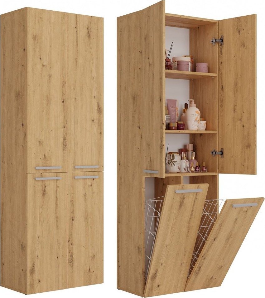 Topeshop Słupek łazienkowy, wysoki, Nel, 60x30x174 cm, dąb artisan, mat