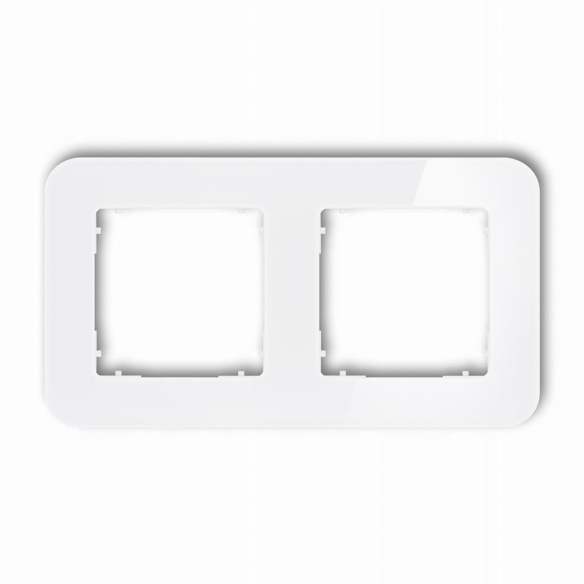 ICON Ramka uniwersalna podwójna zaokrąglona - efekt szkła (ramka: biała spód: biały) 0-0-IRSZ-2