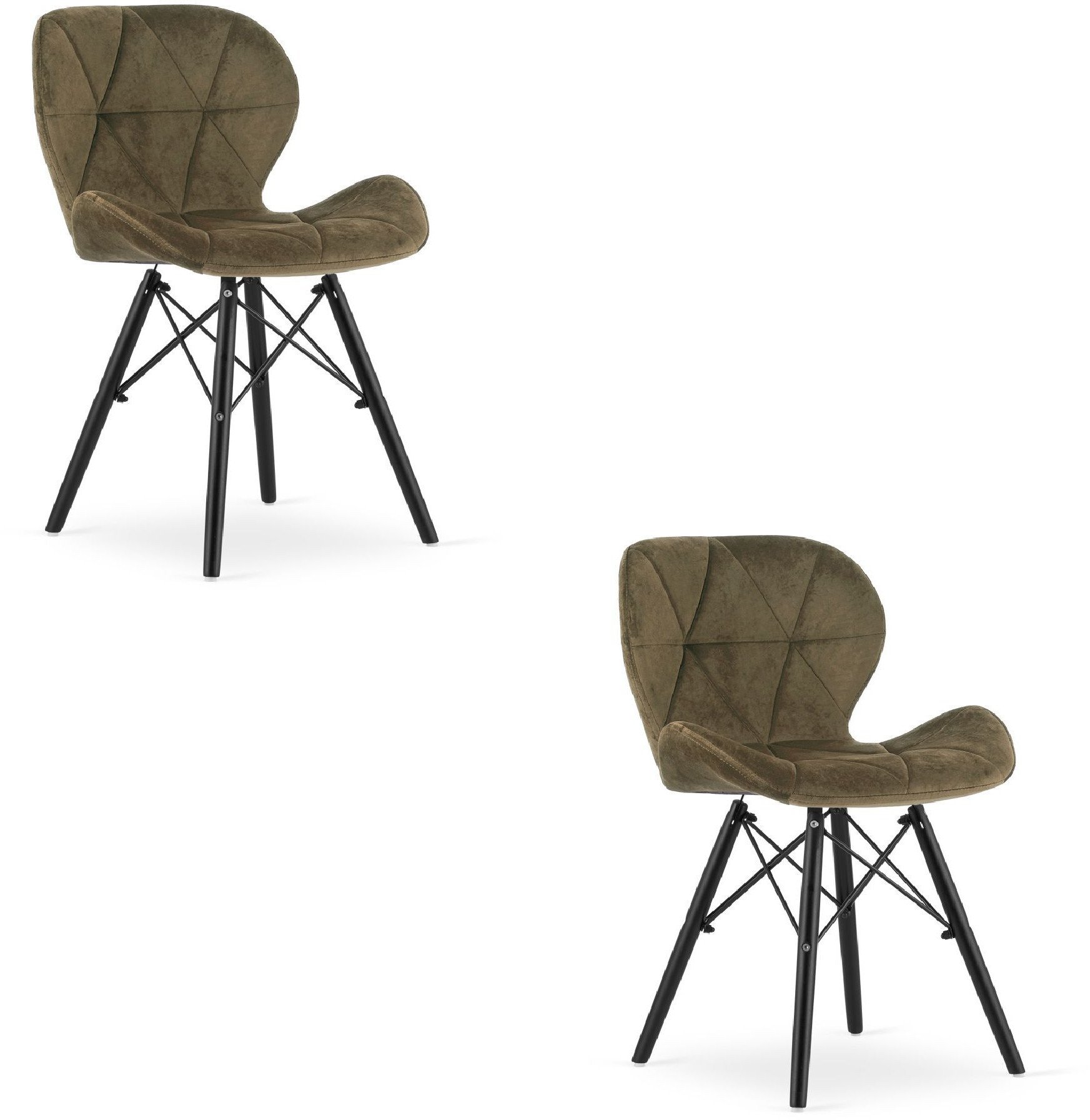 Krzesło aksamitne brązowe LAGO welurowe nogi czarne loftowe kuchnia x2