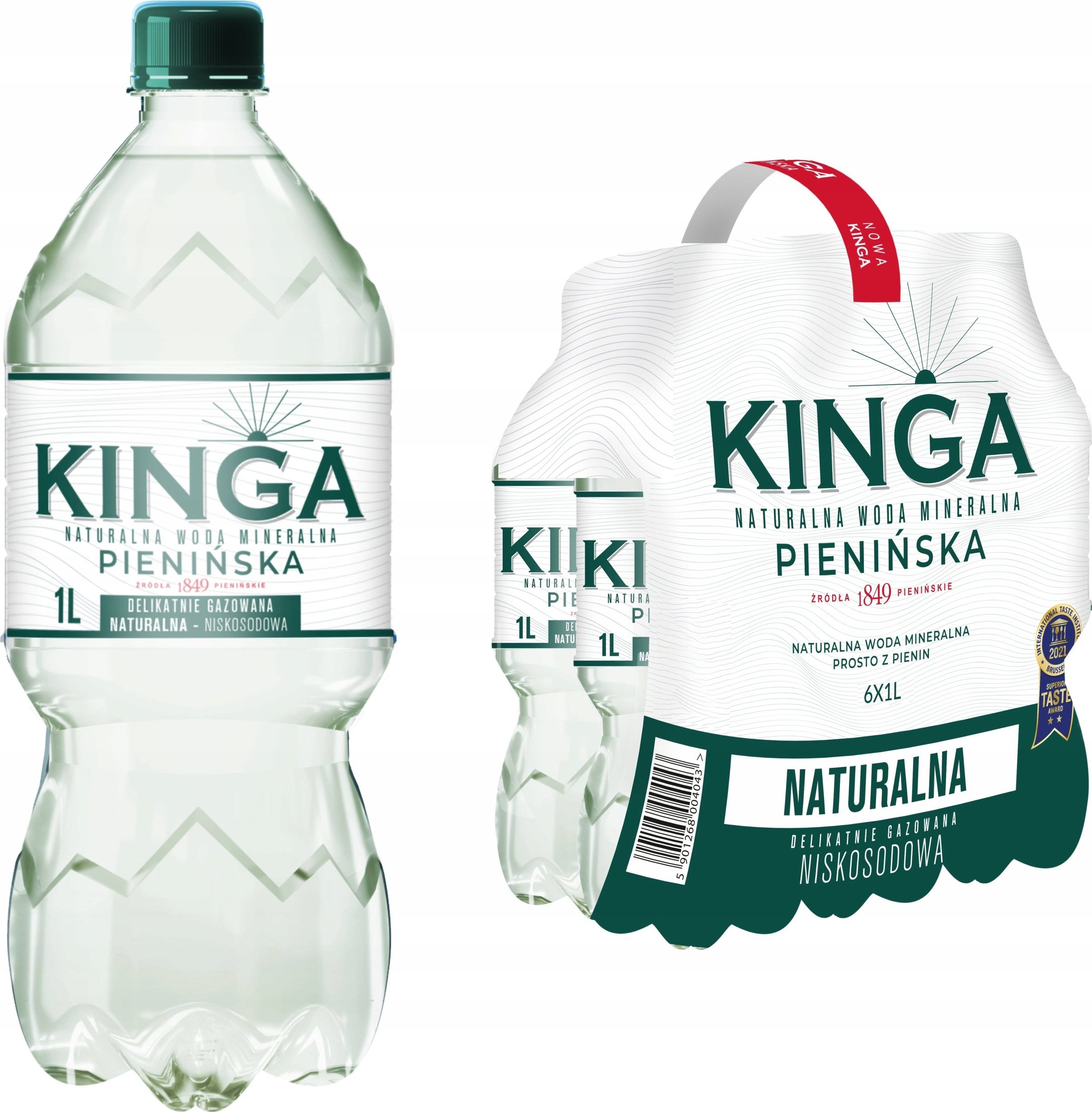 6x Naturalna Woda Mineralna Kinga Pienińska naturalna 1000 ml