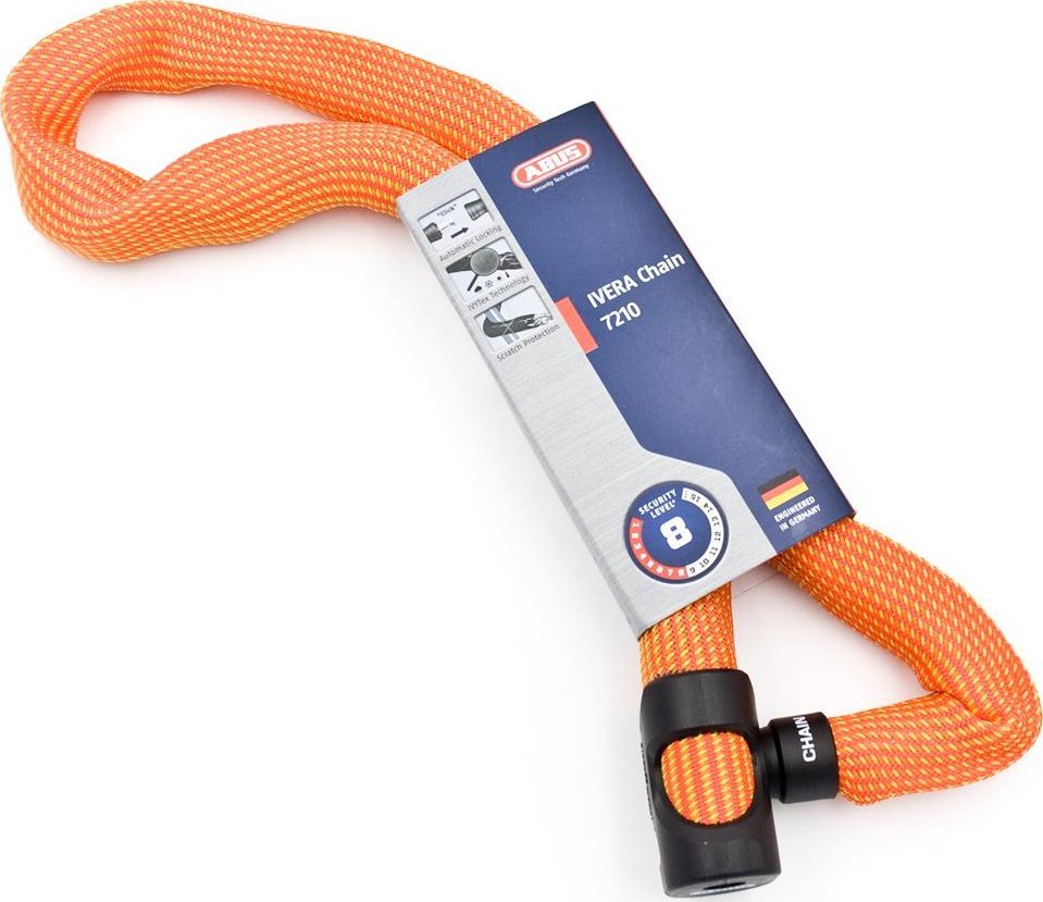 Abus Zapięcie rowerowe łańcuch Abus Ivera 7210/85, pomarańczowy, 85 cm, klucz