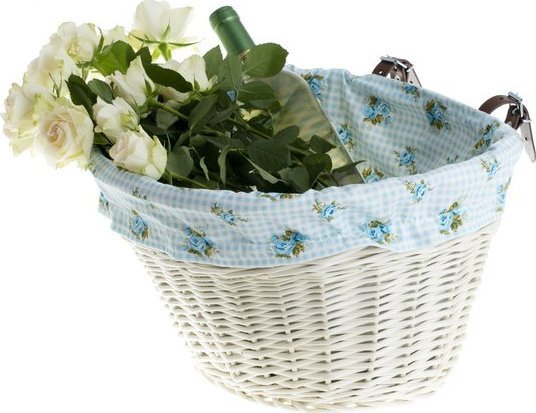 WickerPL Wiklinowy Kosz Rowerowy Wybielany z Obszyciem 42x37 H24 cm