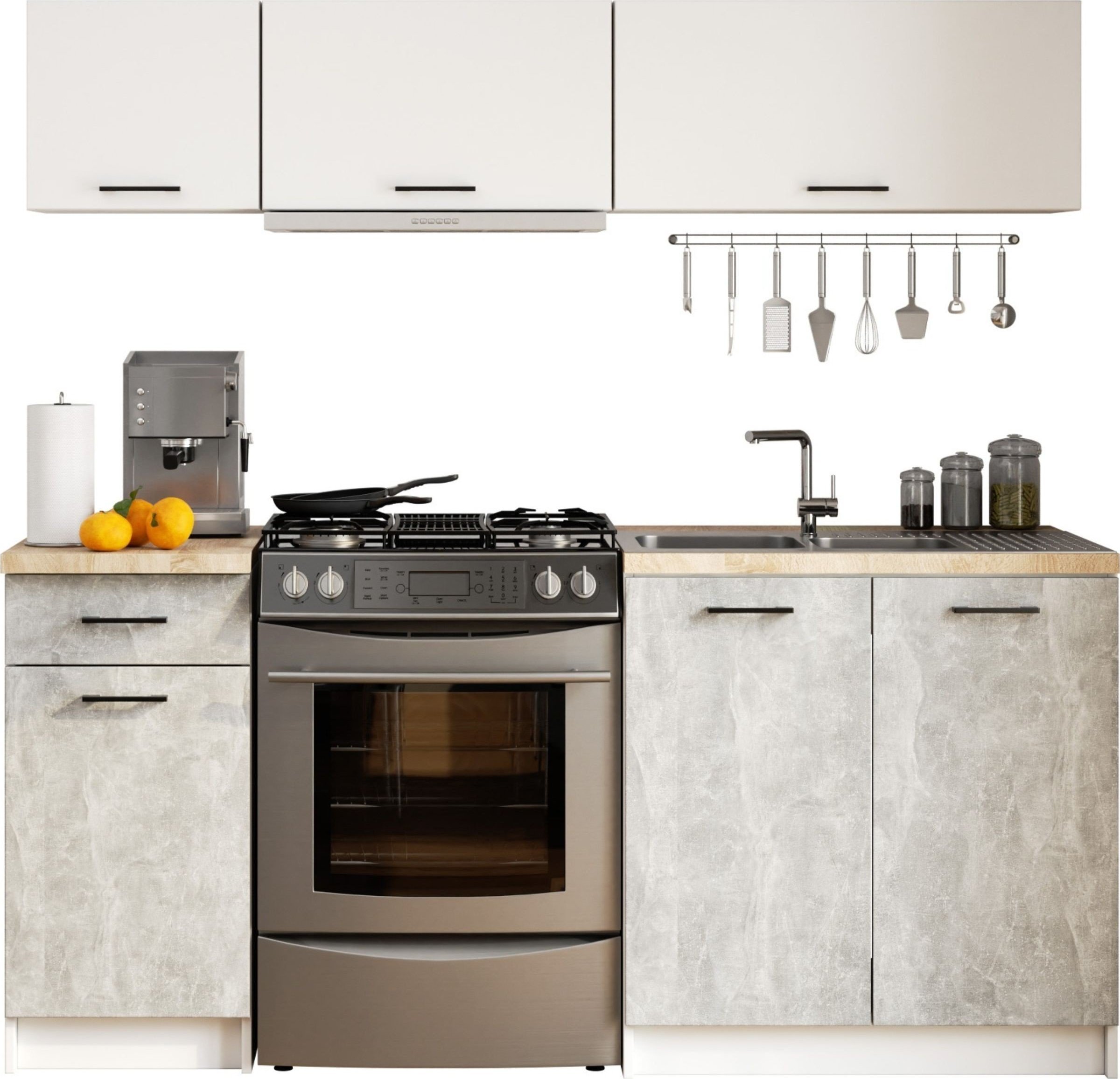 Fabryka Mebli Akord MEBLE KUCHENNE ZESTAW OLIWIA G1 1.8M BIAŁY-BETON