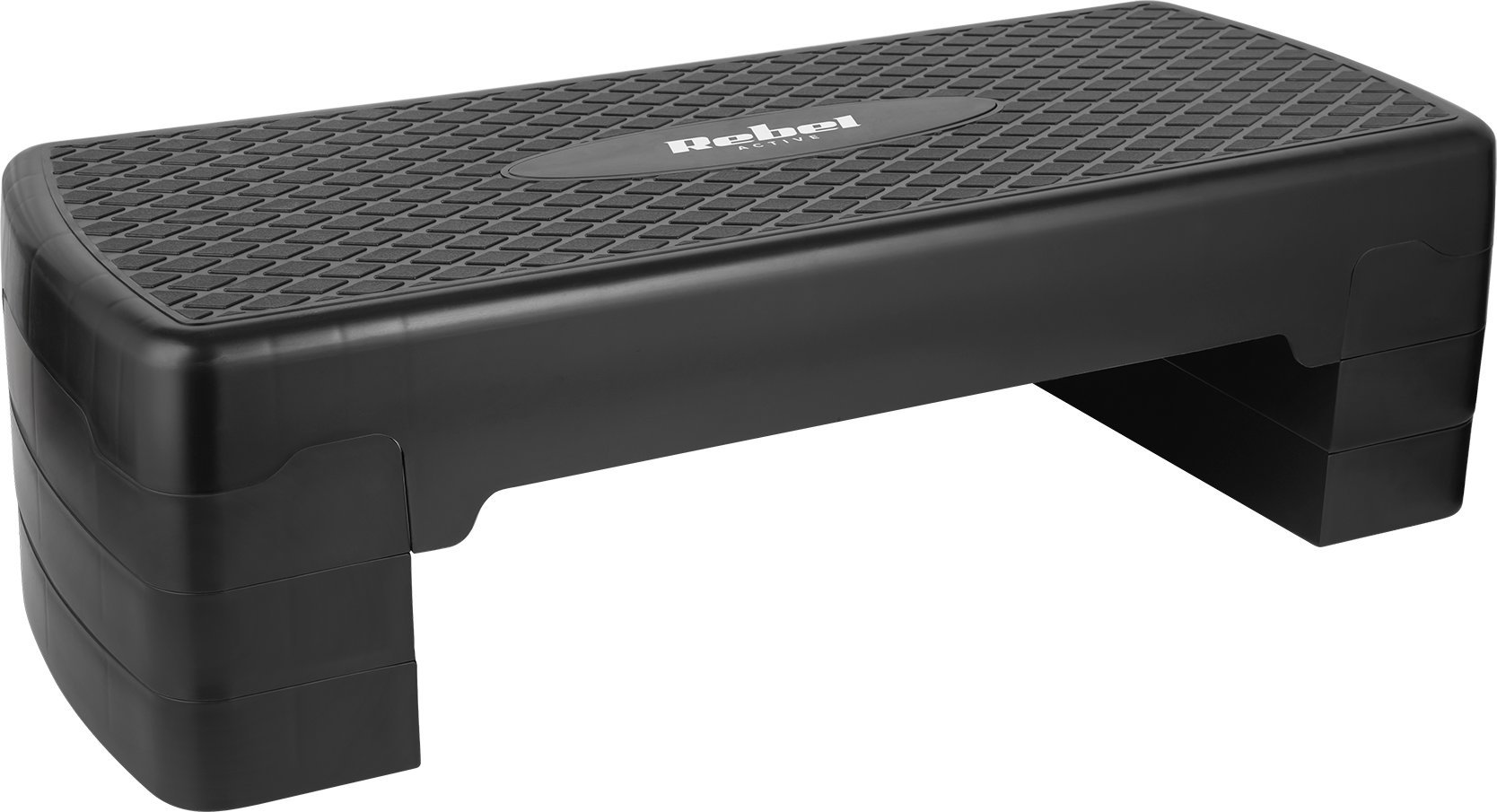 Step do aerobiku i ćwiczeń fitness, 3 stopnie, 68cm, czarny, REBEL ACTIVE