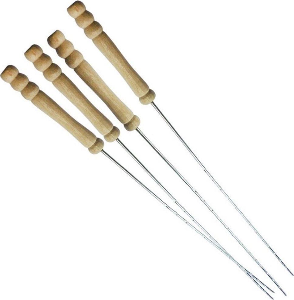 BBQ Szpikulec, szpikulce stalowe do szaszłyków, zestaw do grilla, 4 sztuki, 38,5 cm