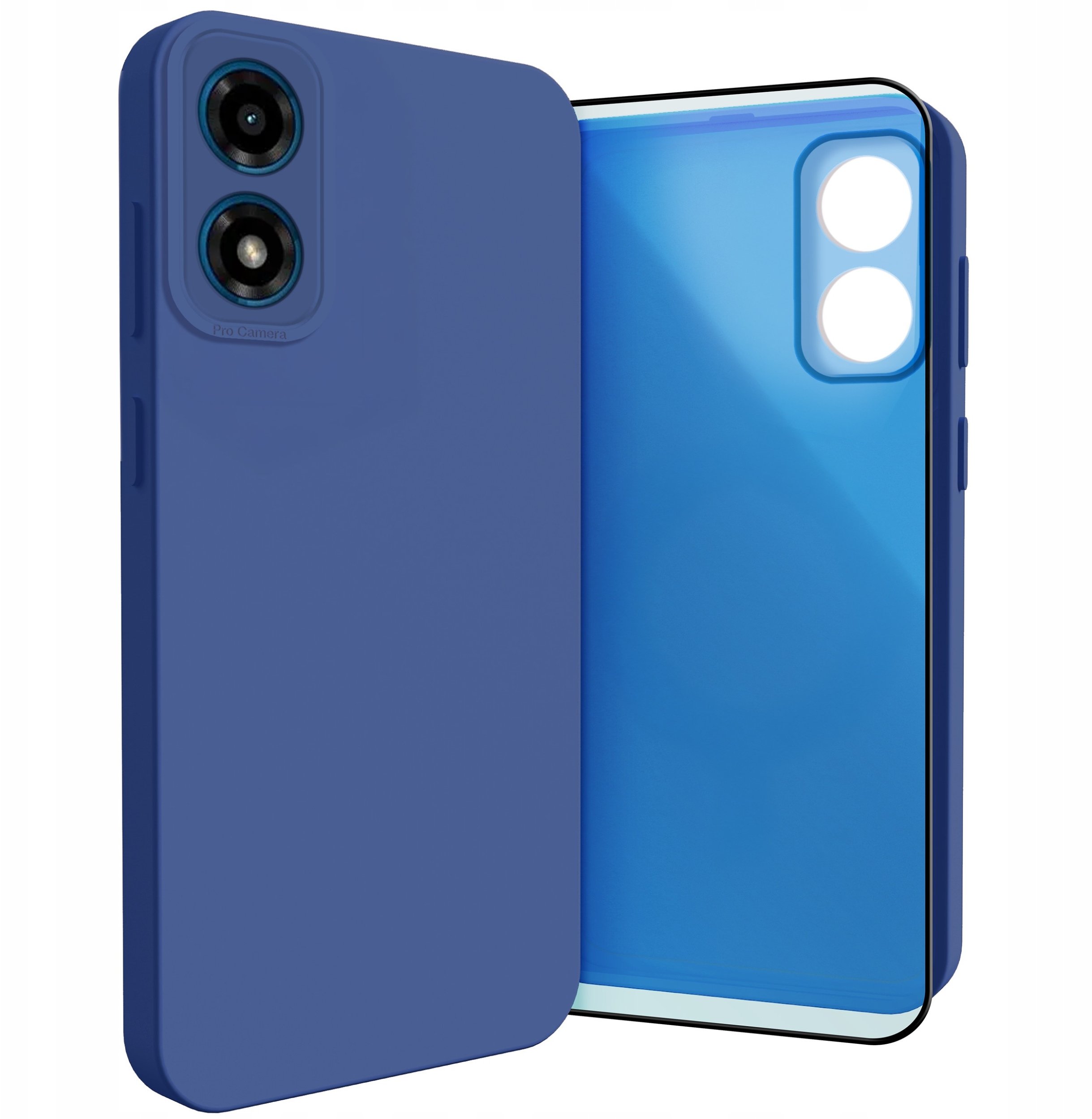 Etui do Motorola Moto G04 / G24 / E14 (Osłona Kamery, Granatowe) Szkło 9H