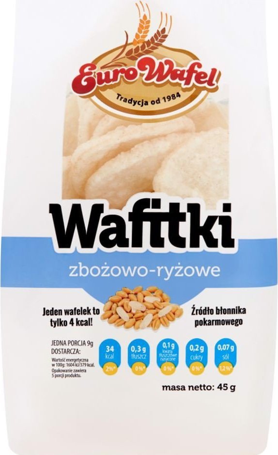 Eurowafle Eurowafel Wafitki zbożowo-ryżowe 45 g