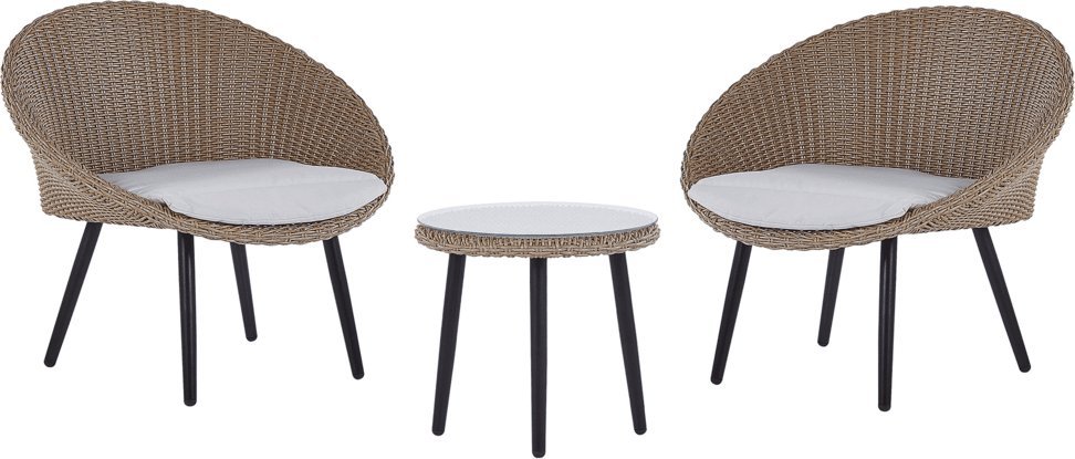 Beliani Zestaw mebli balkonowych z technorattanu naturalny ORTIGIA