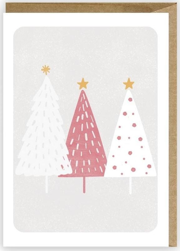 Cardie Kartka Boże Narodzenie Pastelowe choinki, eko K071