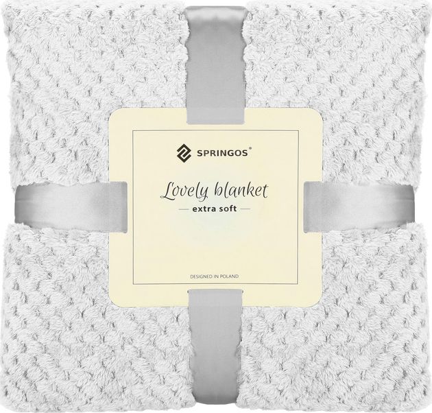 Springos Narzuta na łóżko, pled 200x220 cm tłoczony, dwustronny koc na kanapę jasny popiel UNIWERSALNY