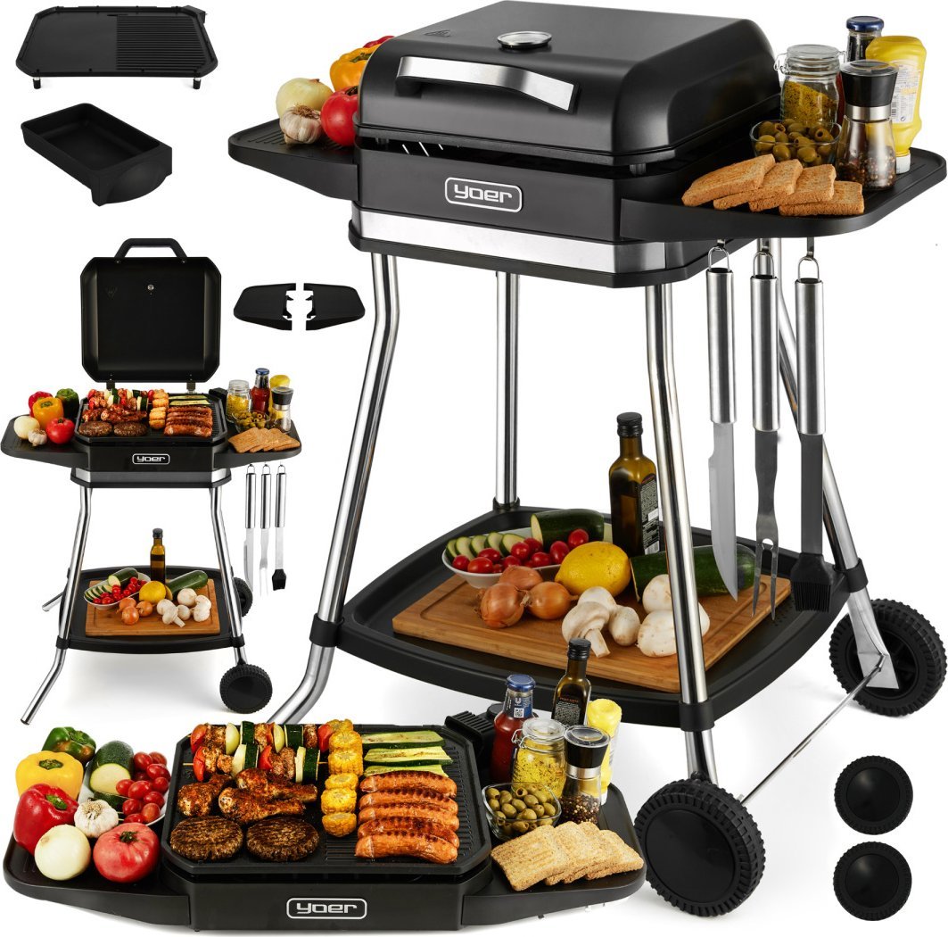 Grill elektryczny Yoer Duży Elektryczny GRILL stojący stołowy ogrodowy WYSOKA MOC - RoastMaster EG05BK
