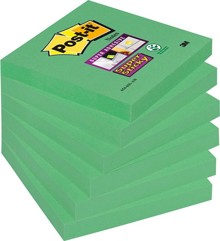 Post-it Karteczki samoprzylepne POST-IT Super Sticky (654-6SS-AW), 76x76mm, 1x90 kartek, zielone