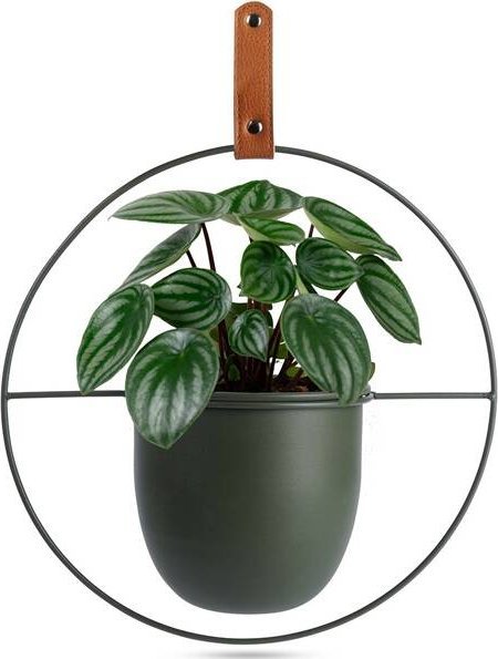 Home Styling Collection Osłonka na doniczkę wisząca metalowa zielona 30x30 cm