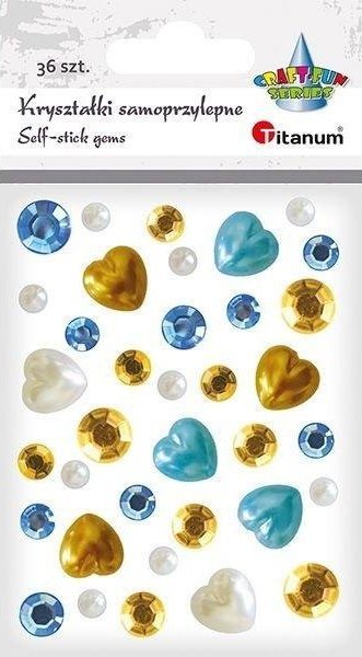 Kryształki samoprzylepne złotoniebieskie serca 36
