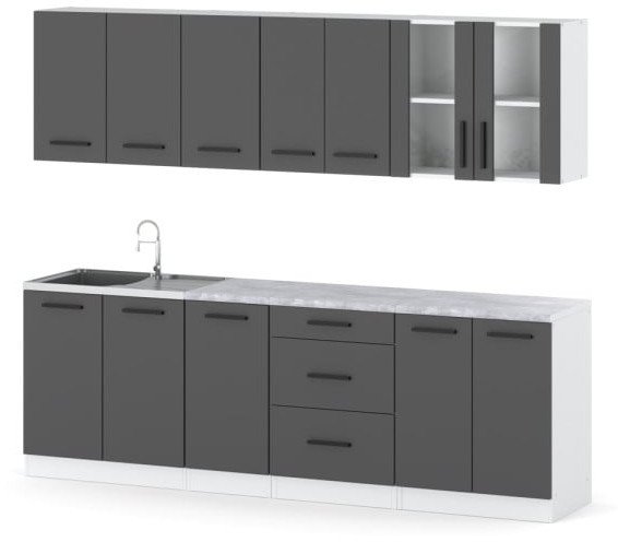 Meble Kuchenne Szare Zestaw Mebli Kuchennych Remino 2.6m Pojemna Modułowa
