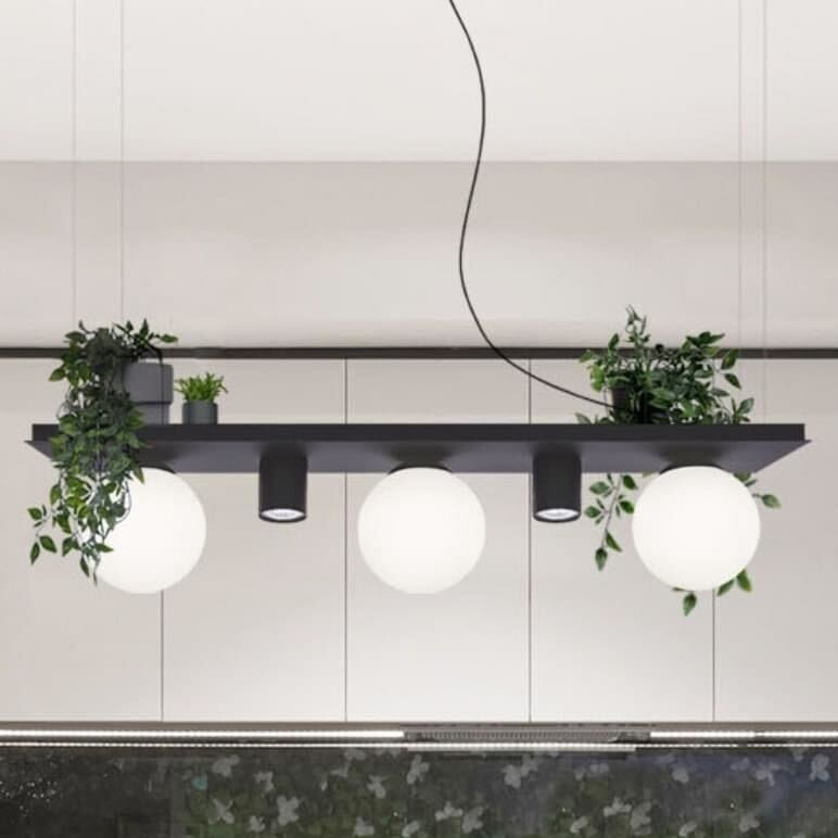 Lampa wisząca Zumaline Lampa wisząca Plant Shelf 5555 Zumaline półka na rośliny kule czarne białe