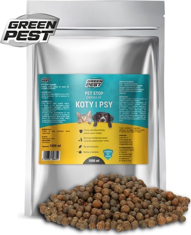 NO PEST Granulat na Koty i Psy PET STOP 1l Naturalny Środek Odstraszający Koty Psy Gryzonie Odstraszacz Psów Kotów