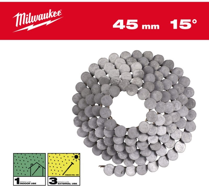 MILWAUKEE NAILS 15deg RING 3.05 x 45mm HDG-1440