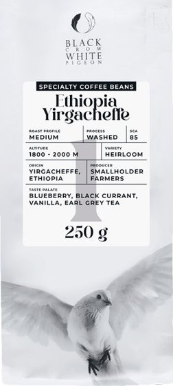Kawa ziarnista Black Crow White Pigeon Ethiopia Yirgacheffe 250 g